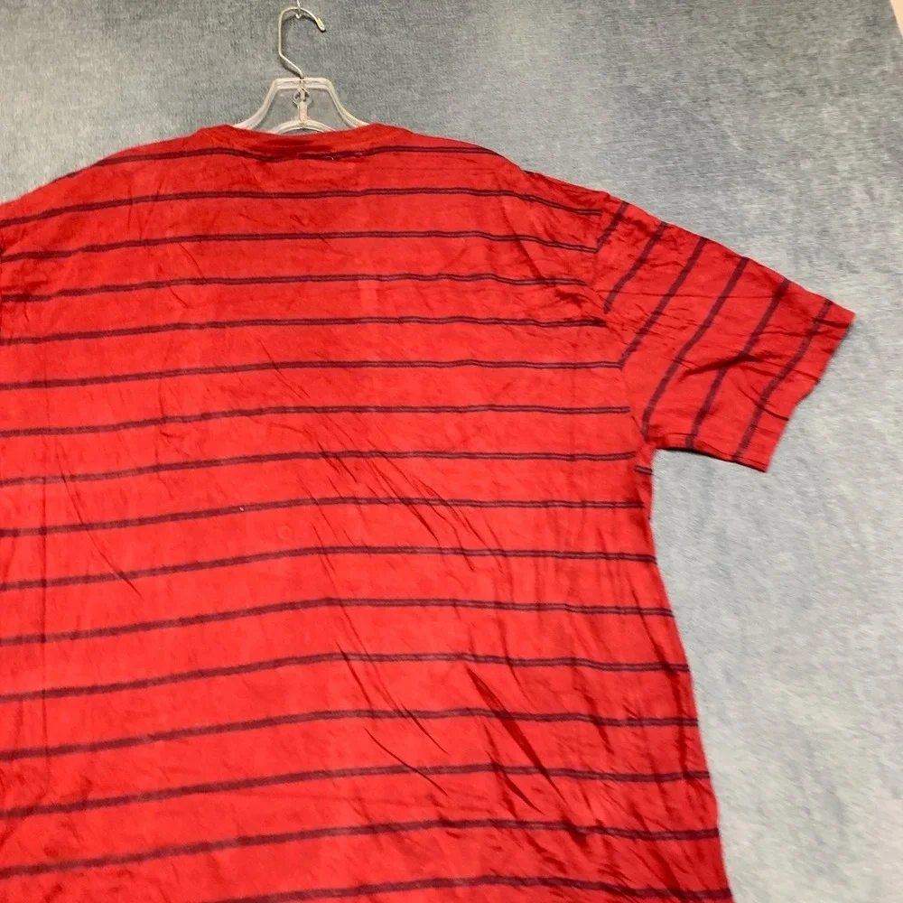 Tommy Hilfiger T Shirt Mens XL Scarlet Red Striped Crew Neck Casual Pullover
